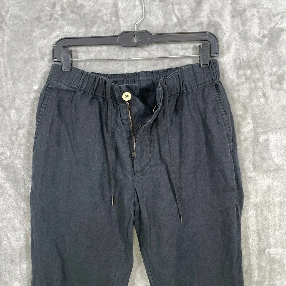 Quince 100% European Linen Pants Women's Size Small Black Drawstring Pockets